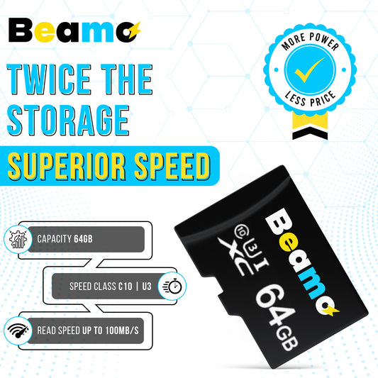 Beamo Preloaded 64GB Raspberry Pi OS MicroSD Card - Ready to Boot, No Flashing Needed - U3 Class 10 - for Raspberry Pi 5, 500, 400, 4B, 3B+, 3A+, Zero 2 W & Compute Module - 64-Bit OS Preinstalled