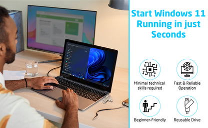 Clé USB bootable Beamo Windows 11, 16 Go, disque d'installation et de réparation pour Windows 11, compatible UEFI et Legacy Boot, sans TPM ni Secure Boot requis, compatible USB-A et USB-C