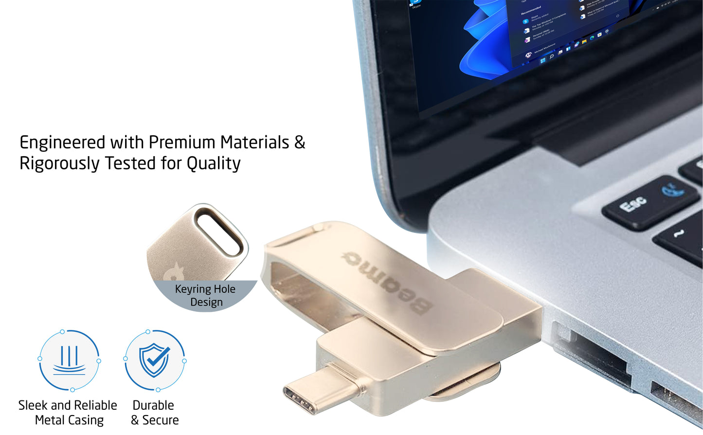 Clé USB bootable Beamo Windows 11, 16 Go, disque d'installation et de réparation pour Windows 11, compatible UEFI et Legacy Boot, sans TPM ni Secure Boot requis, compatible USB-A et USB-C