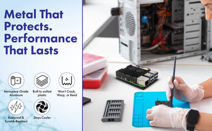 Raspberry Pi 5 Active Cooler - Dual Fan Aluminum Heatsink Case with Pre-Cut Thermal Pads, PWM Fan Control via Pi 5 Header, Open-Air Cooling for Overclocking & 24/7 Use, GPIO Access - Beamo