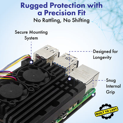 Raspberry Pi 5 Active Cooler - Dual Fan Aluminum Heatsink Case with Pre-Cut Thermal Pads, PWM Fan Control via Pi 5 Header, Open-Air Cooling for Overclocking & 24/7 Use, GPIO Access - Beamo