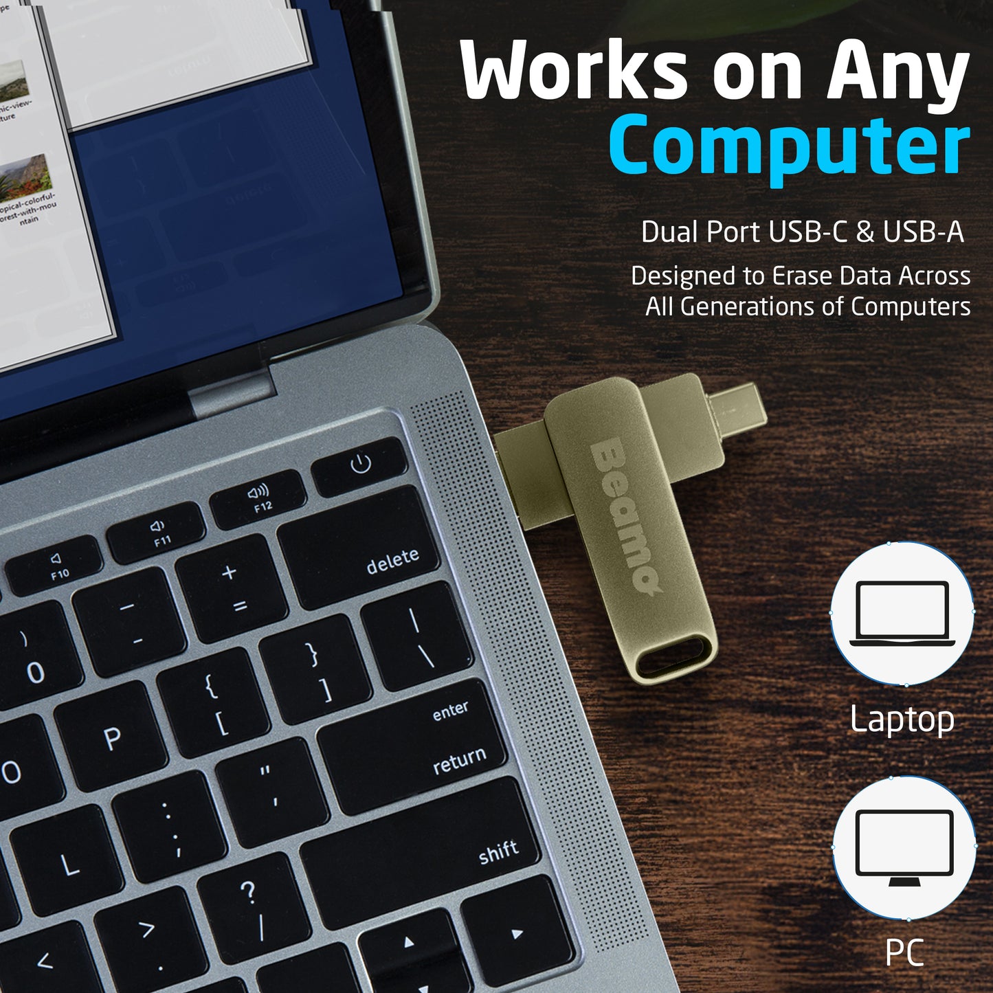 Beamo Effaceur de données pour disques durs et SSD USB, Outil d'effacement de données hautement sécurisé, Le logiciel d'effacement de données de référence dans l'industrie