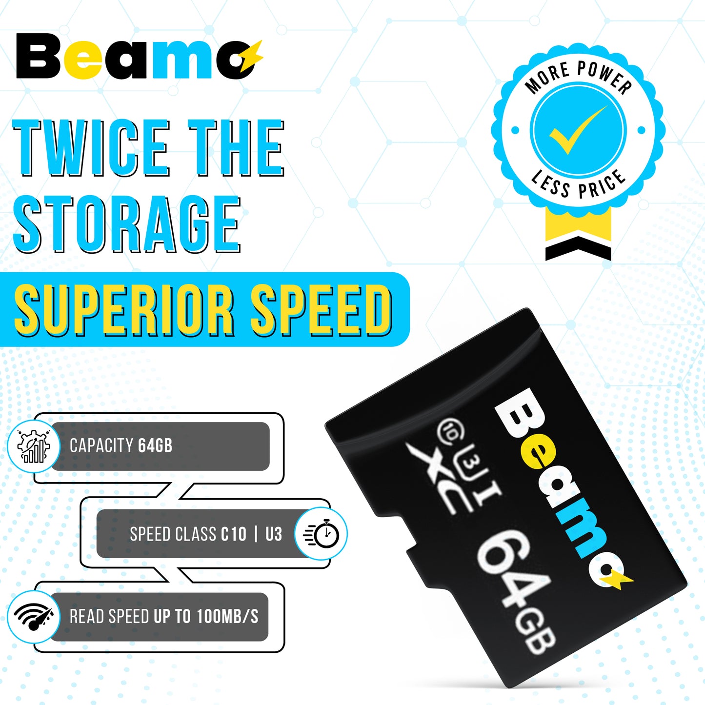 Carte microSD Beamo 64 Go avec système d'exploitation Raspberry Pi préinstallé [U3 Classe 10], compatible avec toutes les séries Raspberry Pi : 5, 500, 400, 4B, 3B, 3B+, 3A+, Zero 2 W et CM. Idéale pour une installation facile de Raspberry Pi OS 64 bits.